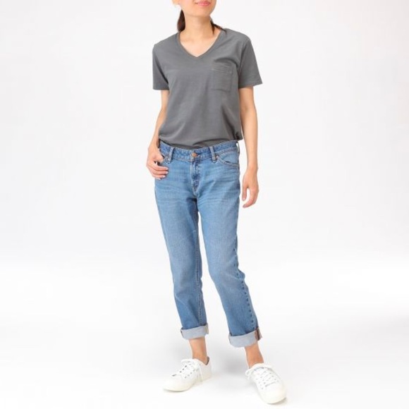 MUJI WOMEN STRETCH DENIM BOY FIT JEANS 27 - Picture 1 of 8